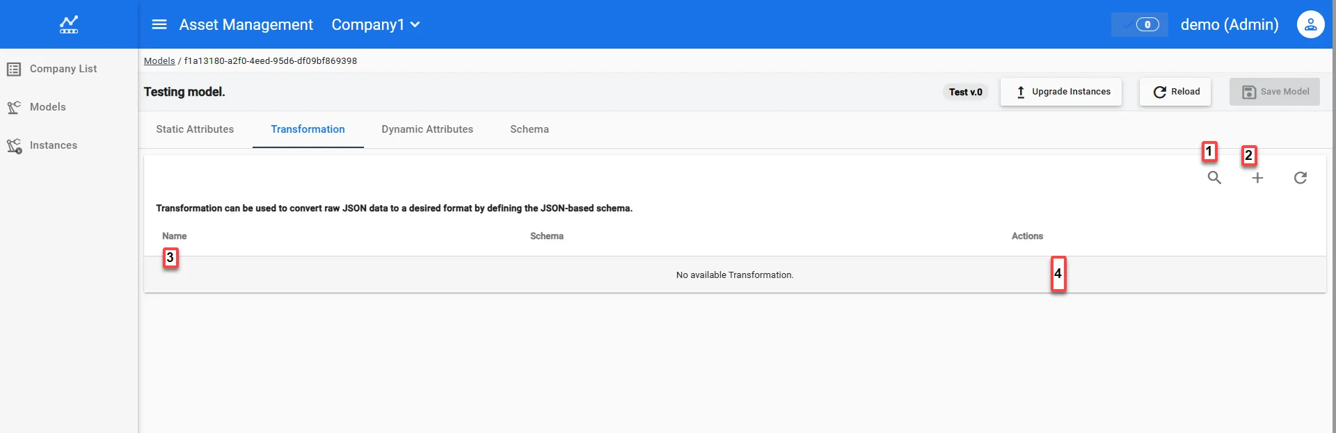 Transformation tab Transformation tab