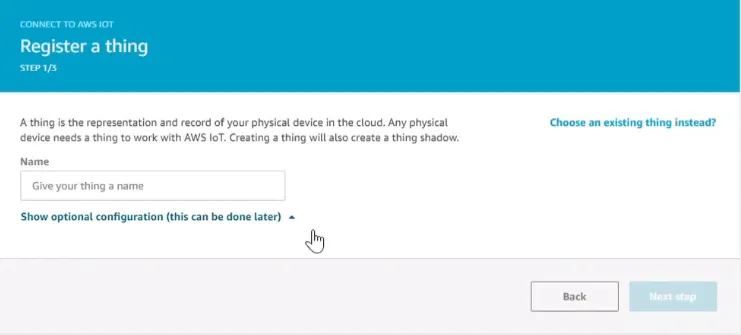 Register a thing screen Register a thing screen