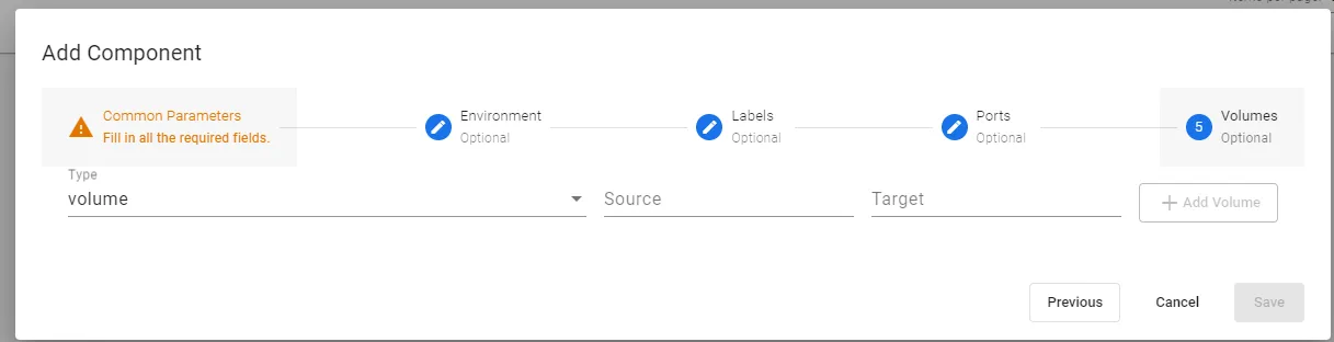 Add Component : Volumes Add Component : Volumes