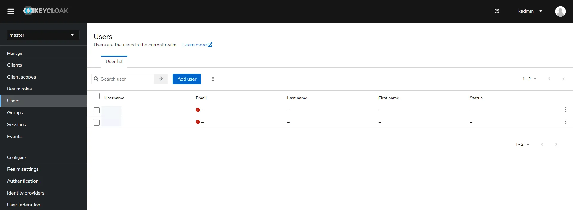 Users section Users section