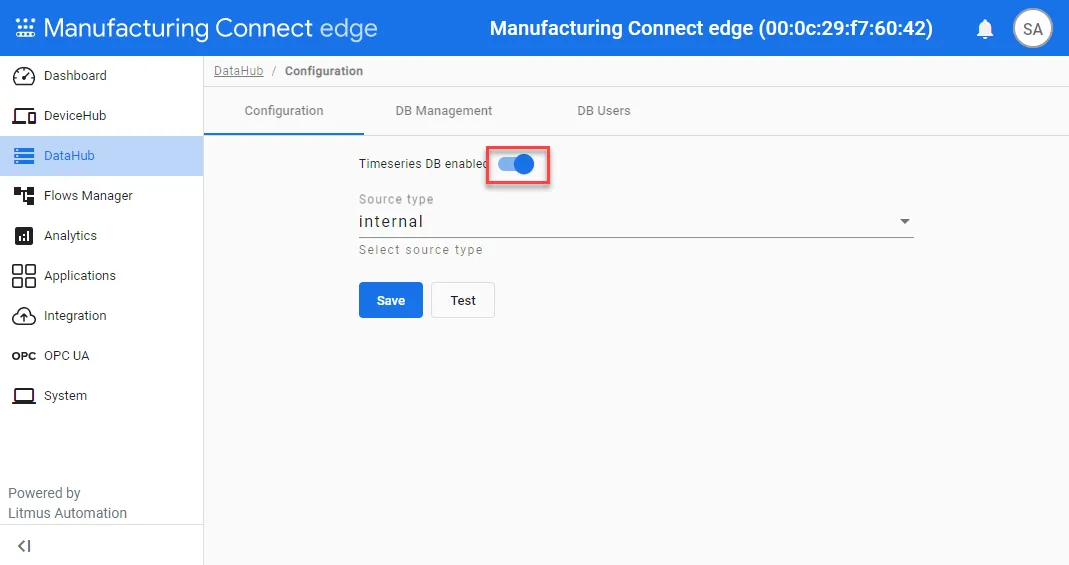 Timeseries DB toggle