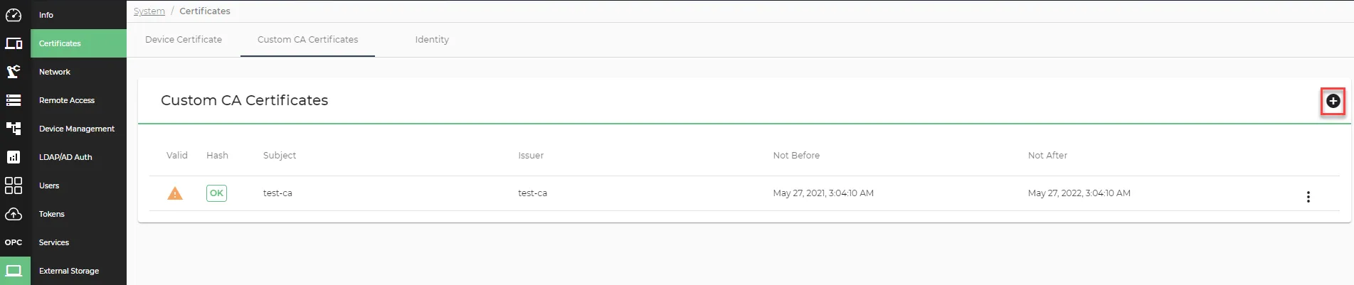 Add custom certificate icon