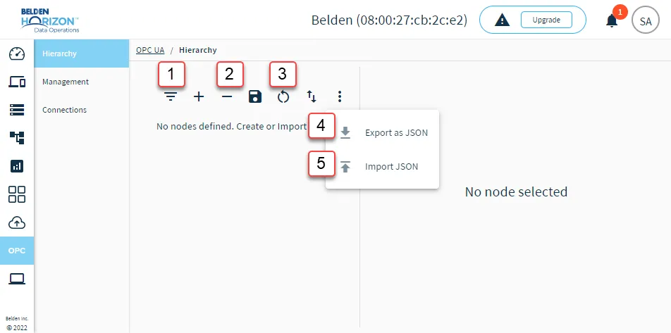 Management options for nodes Management options for nodes