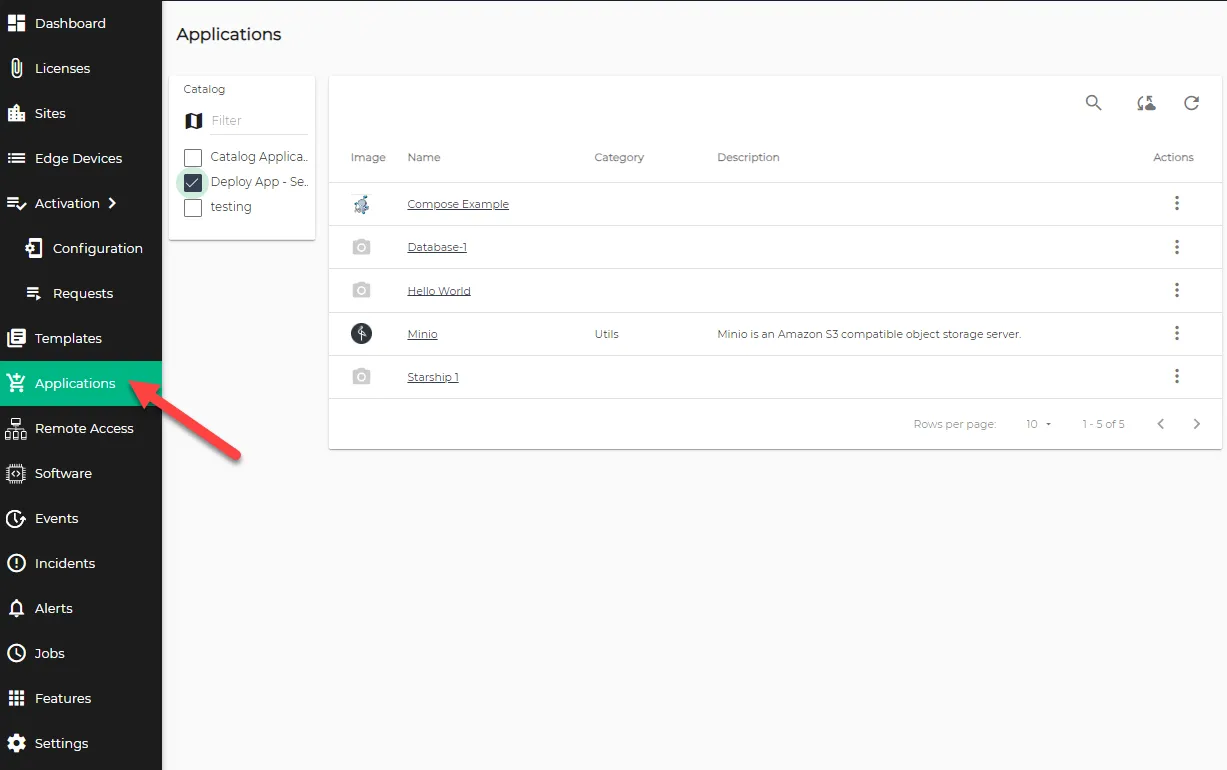 Applications page Applications page