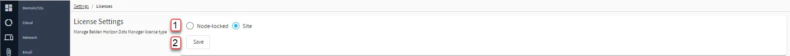 License Settings section License Settings section