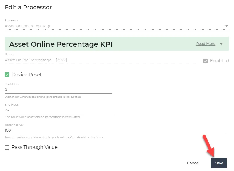 Edit a Processor dialog box