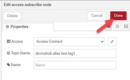Edit access-subscribe node dialog box