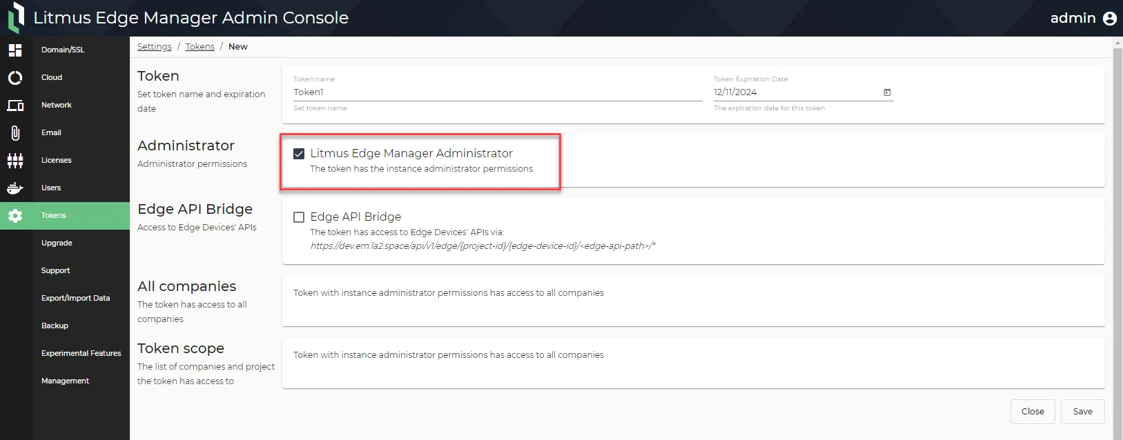 Administrator scope option