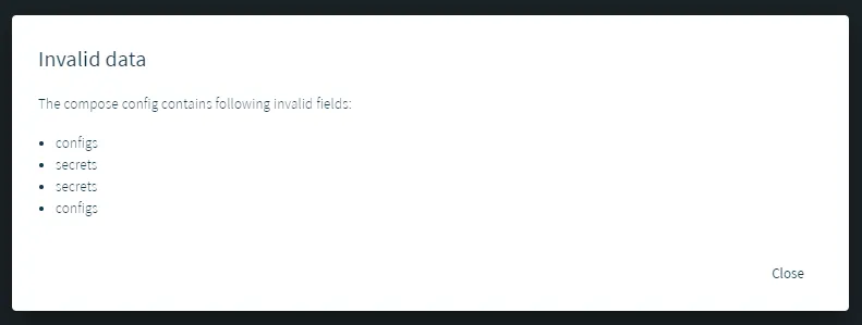 Invalid Data : unsupported Compose Objects