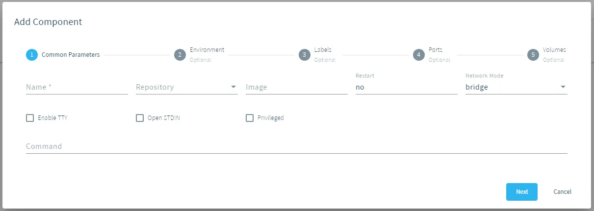 Add Component : Common Parameters