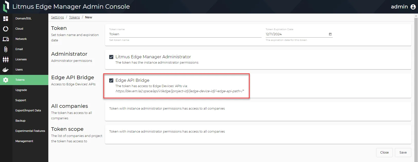 Edge API Bridge option