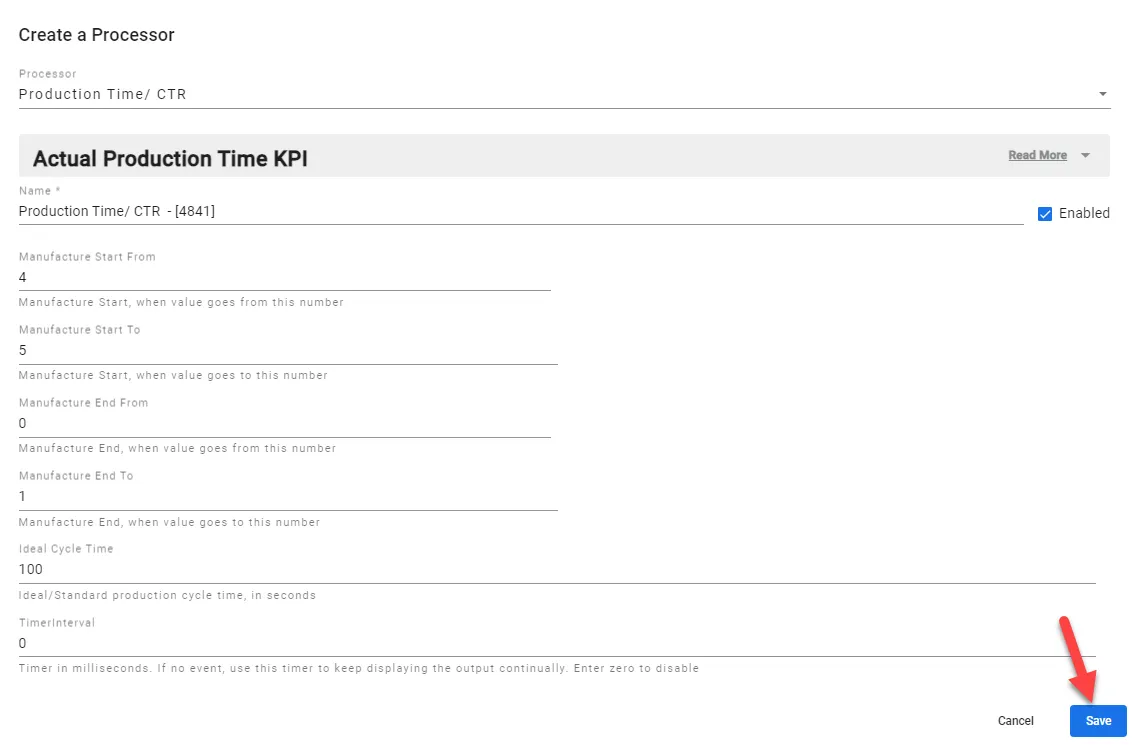 Edit a Processor dialog box