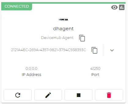 The DeviceHub device displays a Connected status