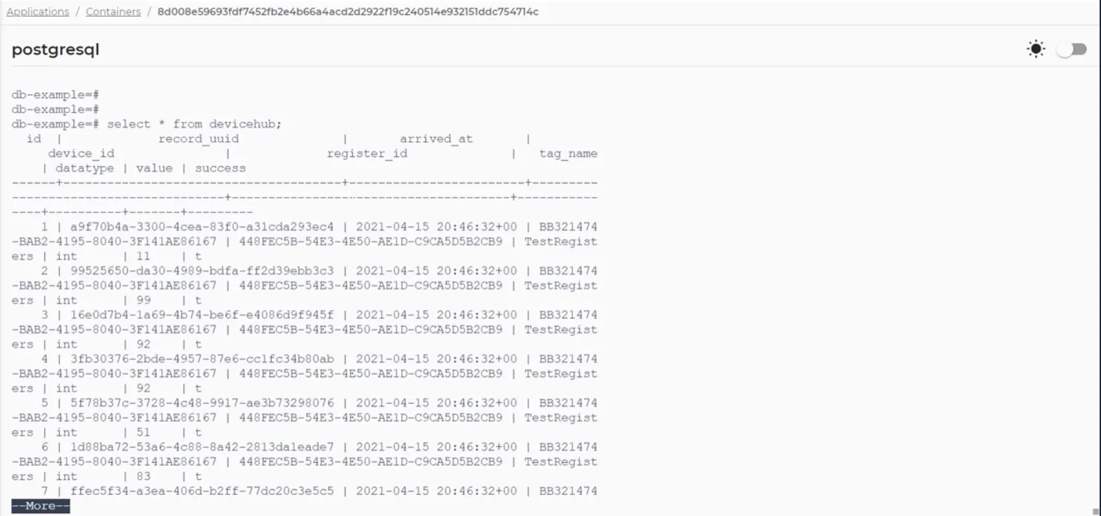 PostgreSQL connector messages PostgreSQL connector messages