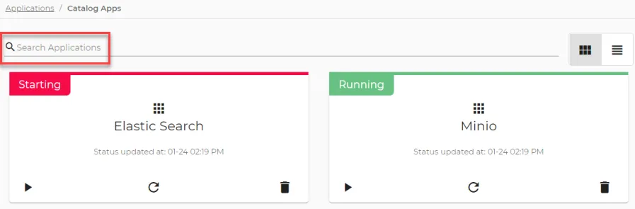 Catalog apps search bar Catalog apps search bar