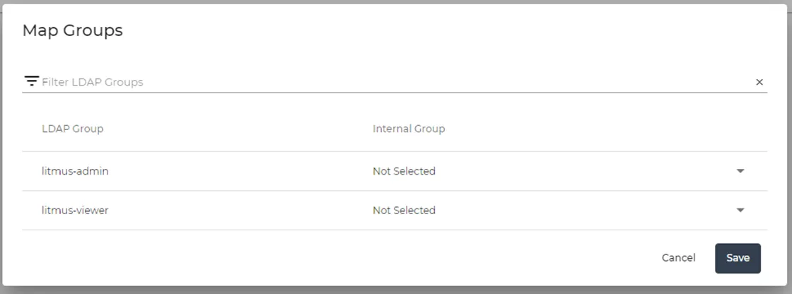 Map Groups dialog box Map Groups dialog box
