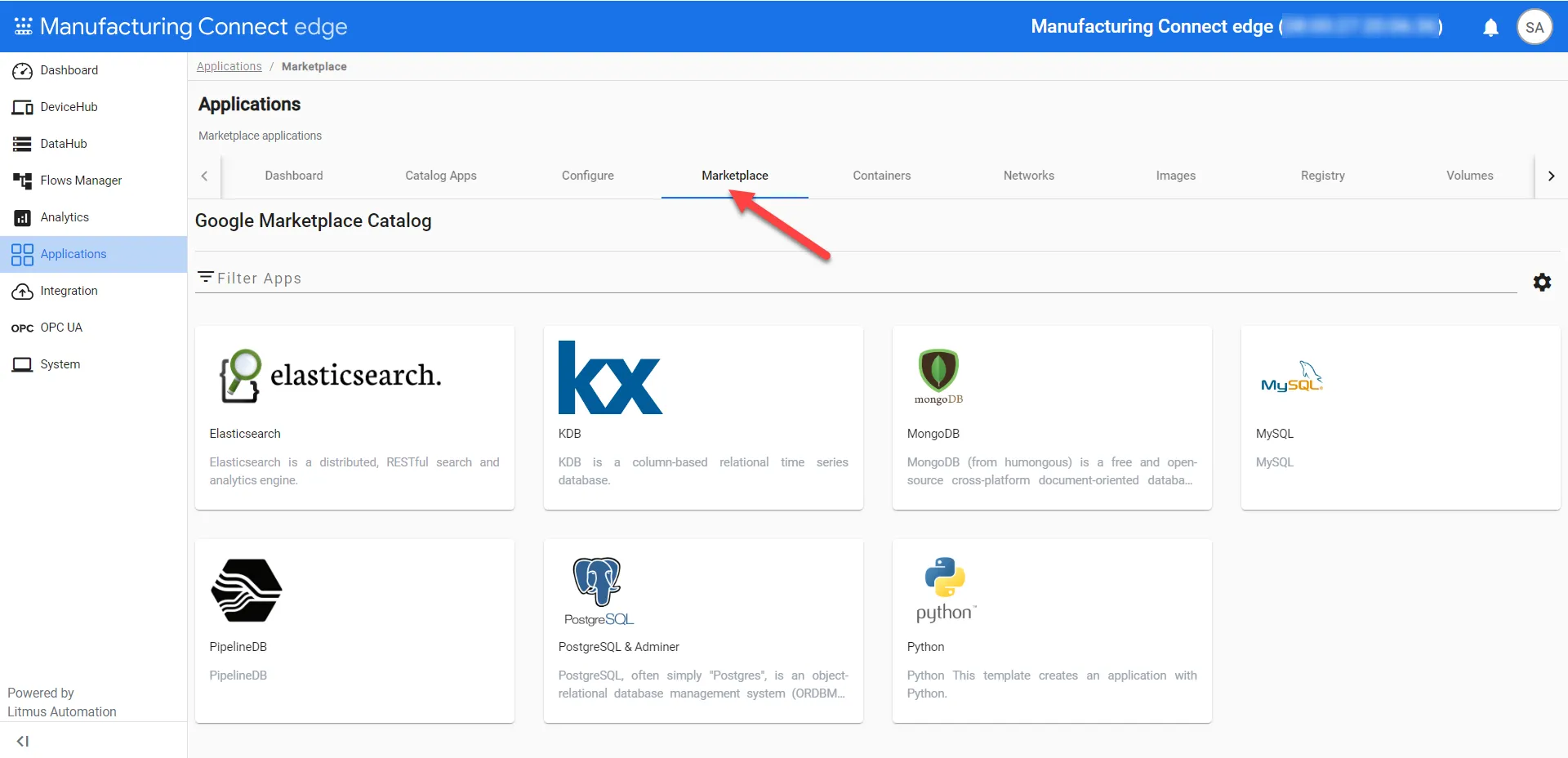 Applications marketplace page Applications marketplace page