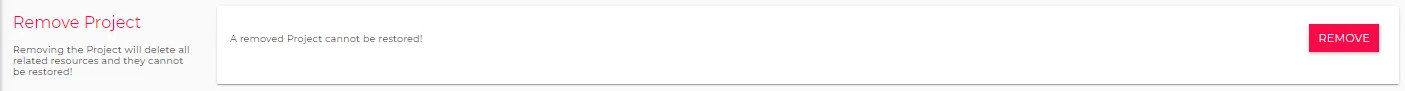 Settings: Remove Project