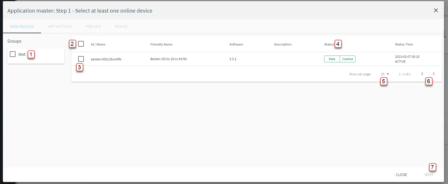 Deploy an Application Step 1 : Select at least one online device