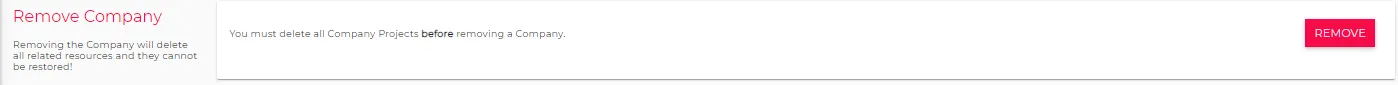 Company tab: Remove Company