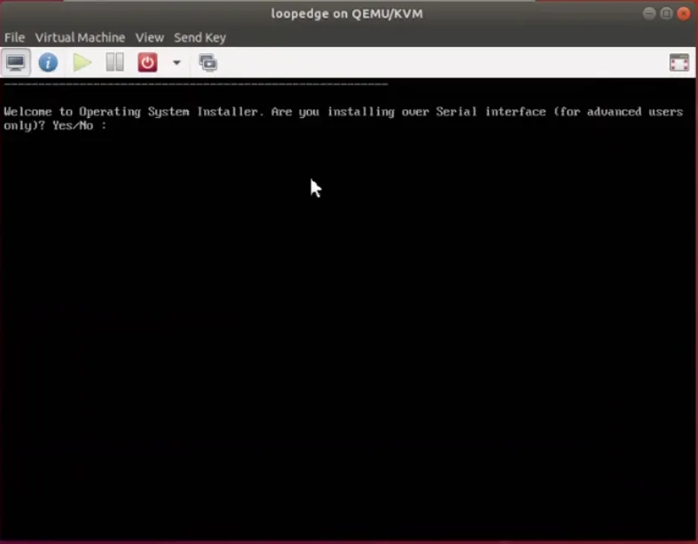 KVM OS Installer start up screen. 