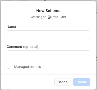 New Schema dialog