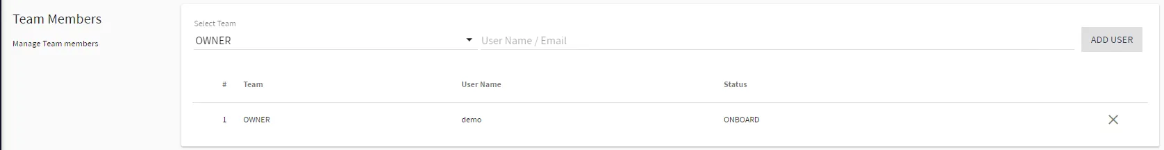 Belden Horizon Data Manager User UI : Company List View : Settings : Company tab : Team Members Belden Horizon Data Manager User UI : Company List View : Settings : Company tab : Team Members