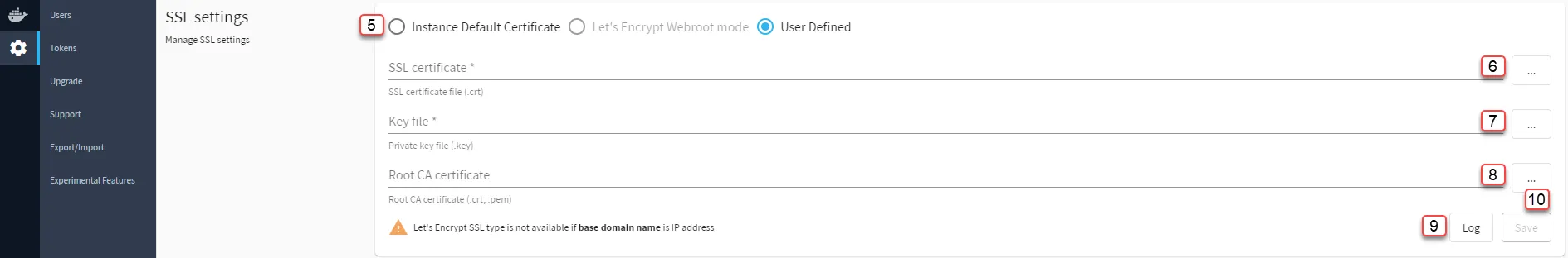 Belden Horizon Data Manager Admin Console : Domain/SSL : SSL settings Belden Horizon Data Manager Admin Console : Domain/SSL : SSL settings