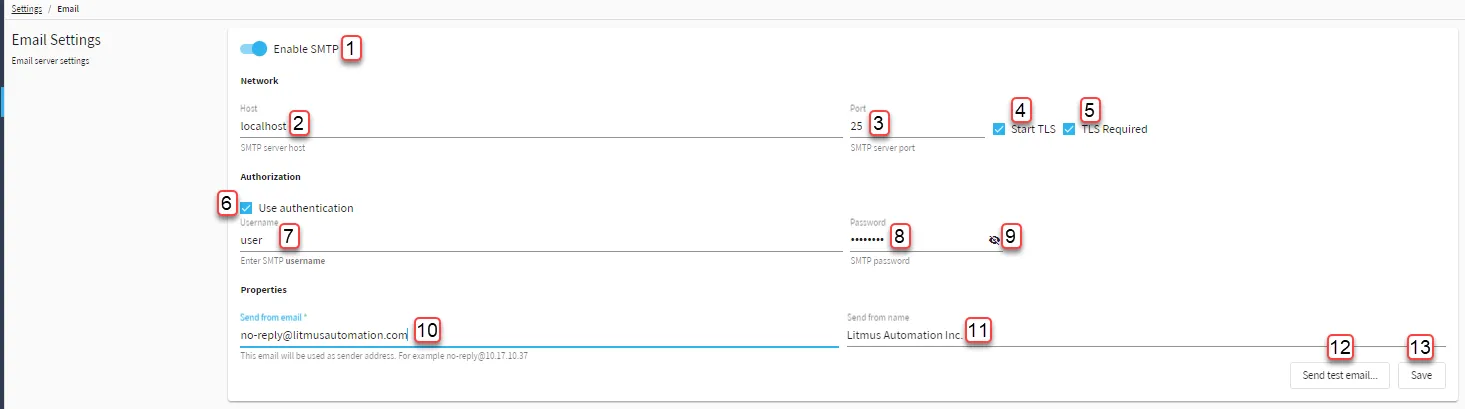 Email Settings section