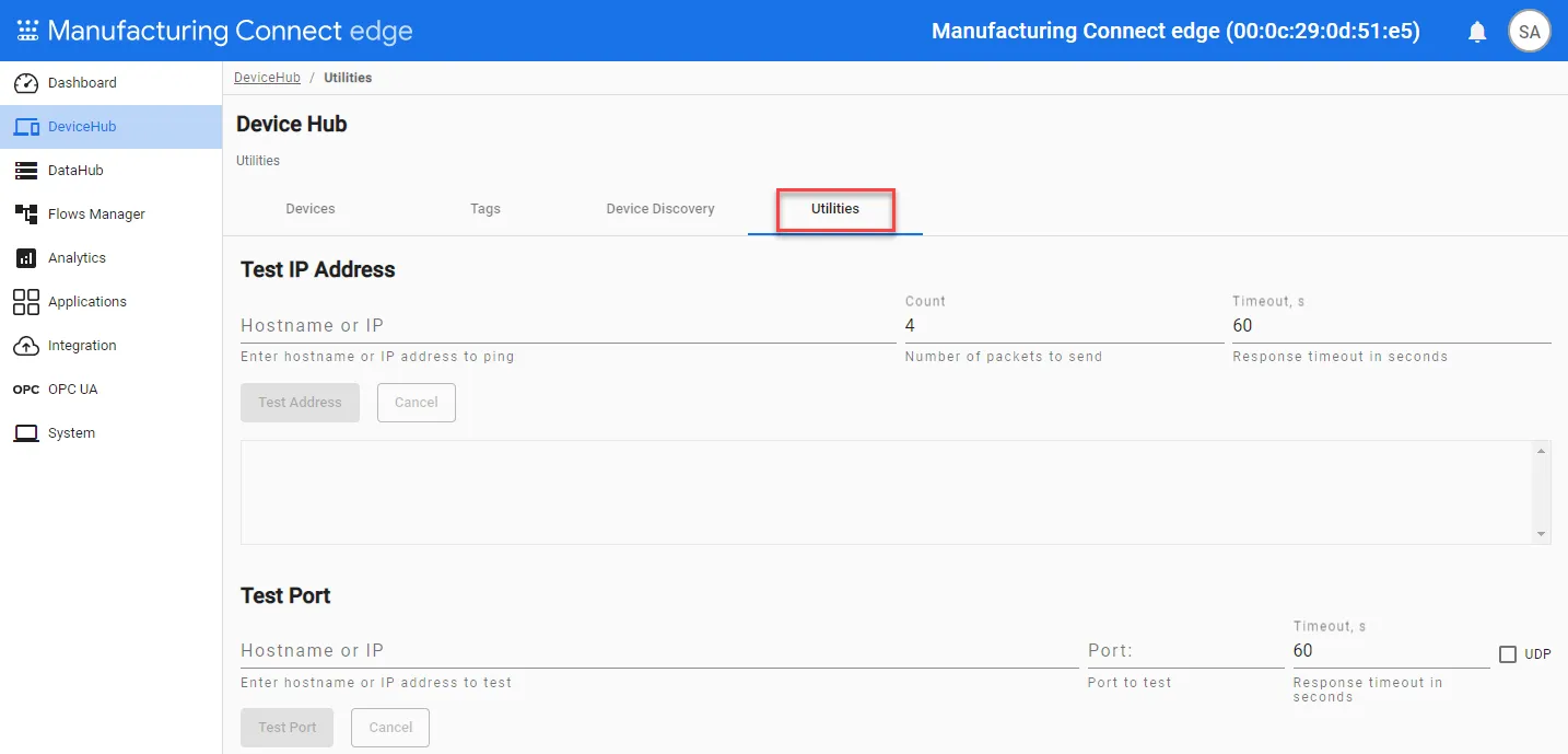 Utilities pane