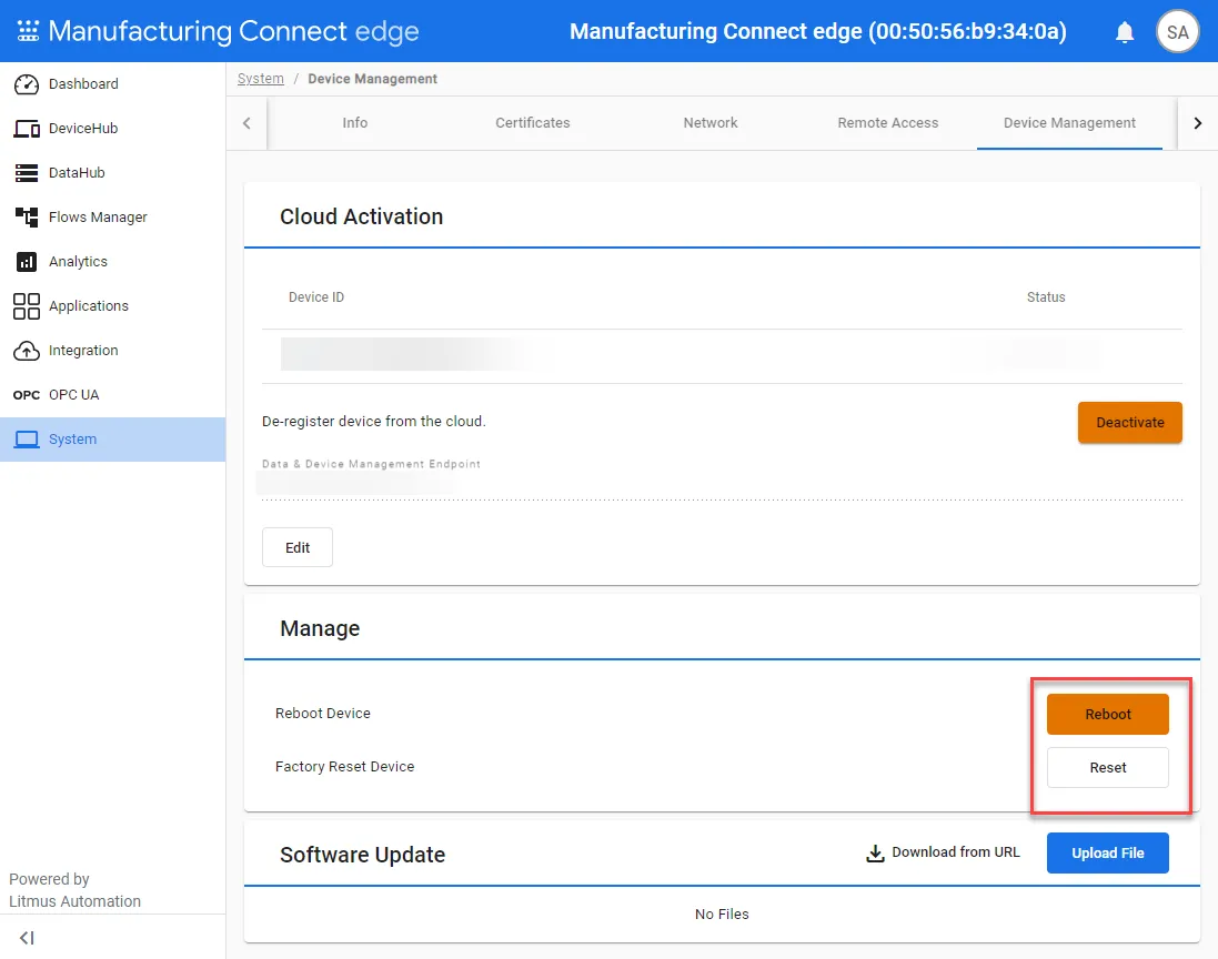 Management options for edge devices