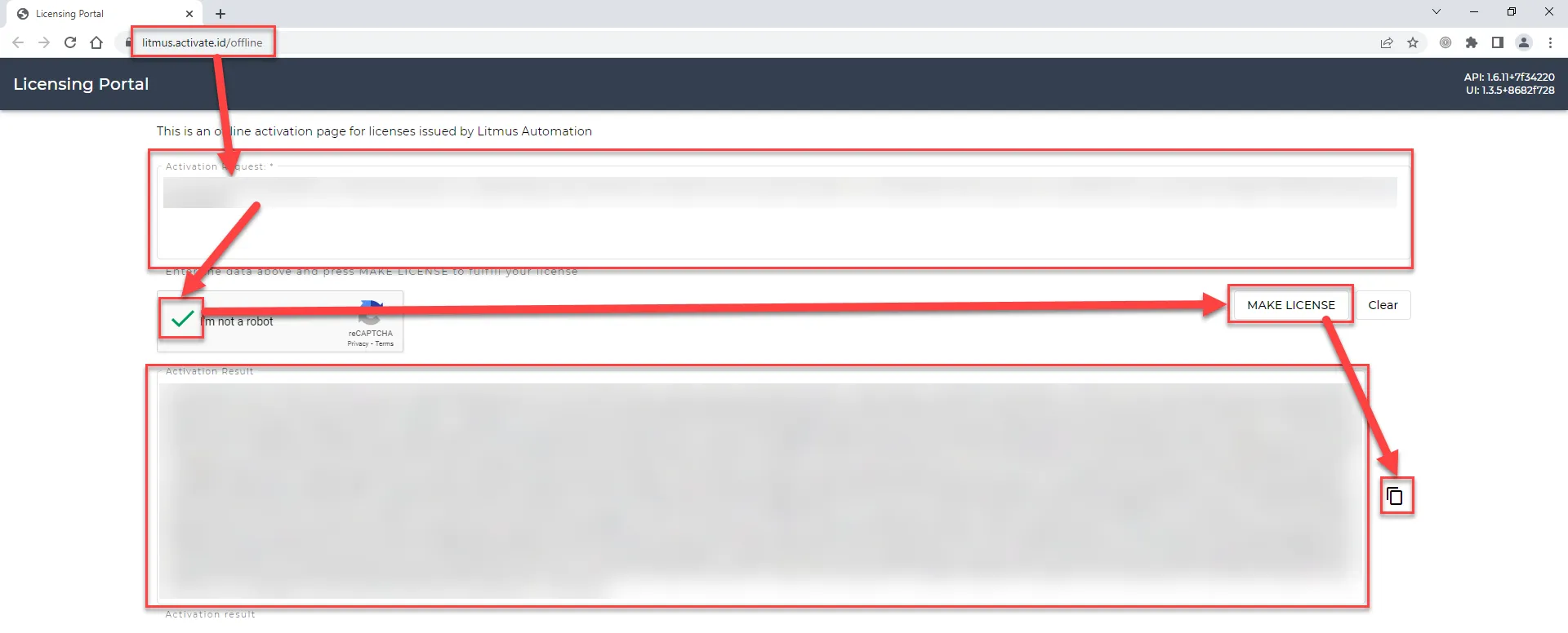Converting Offline Activation Request String to Activation Result String