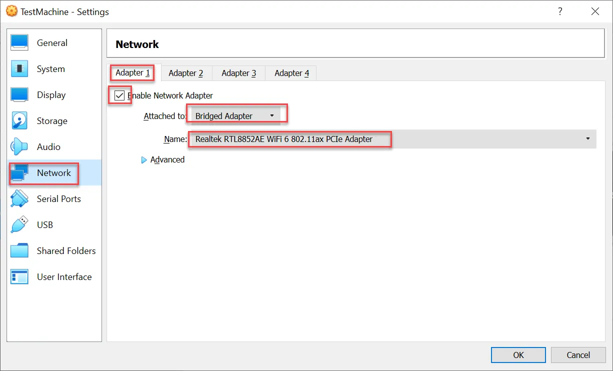 Network settings Network settings