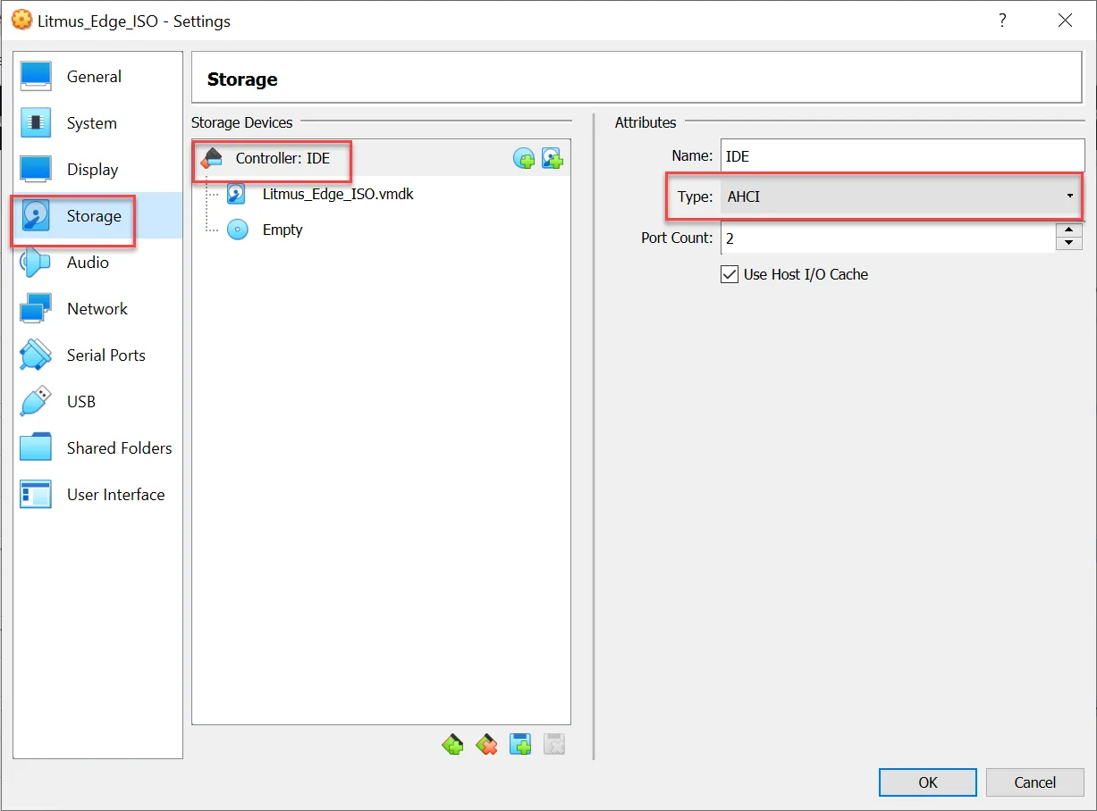 Storage controller settings Storage controller settings