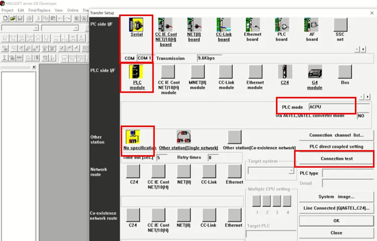 Communication Test option Communication Test option