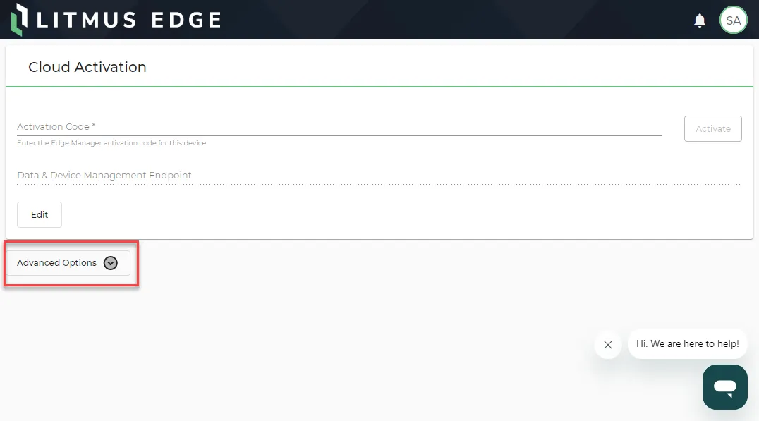 The Advanced Options button