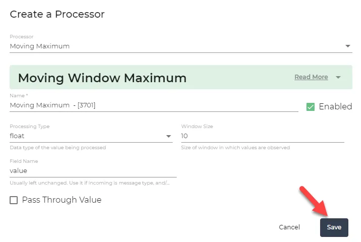 Moving Maximum dialog box Moving Maximum dialog box