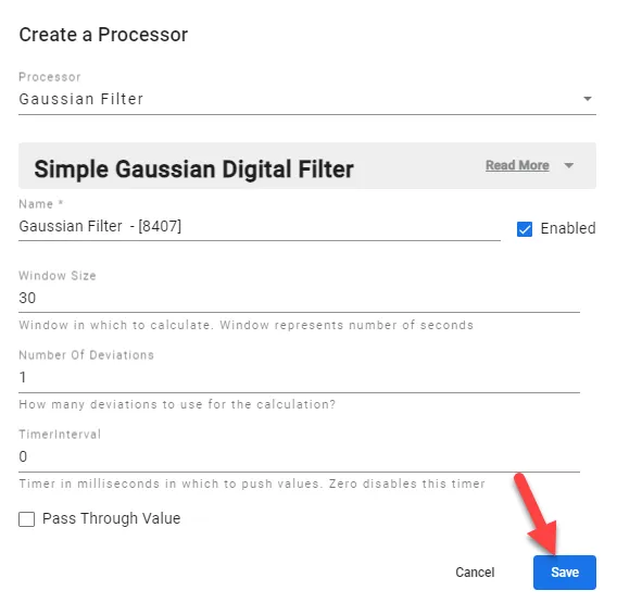Edit a Processor dialog box
