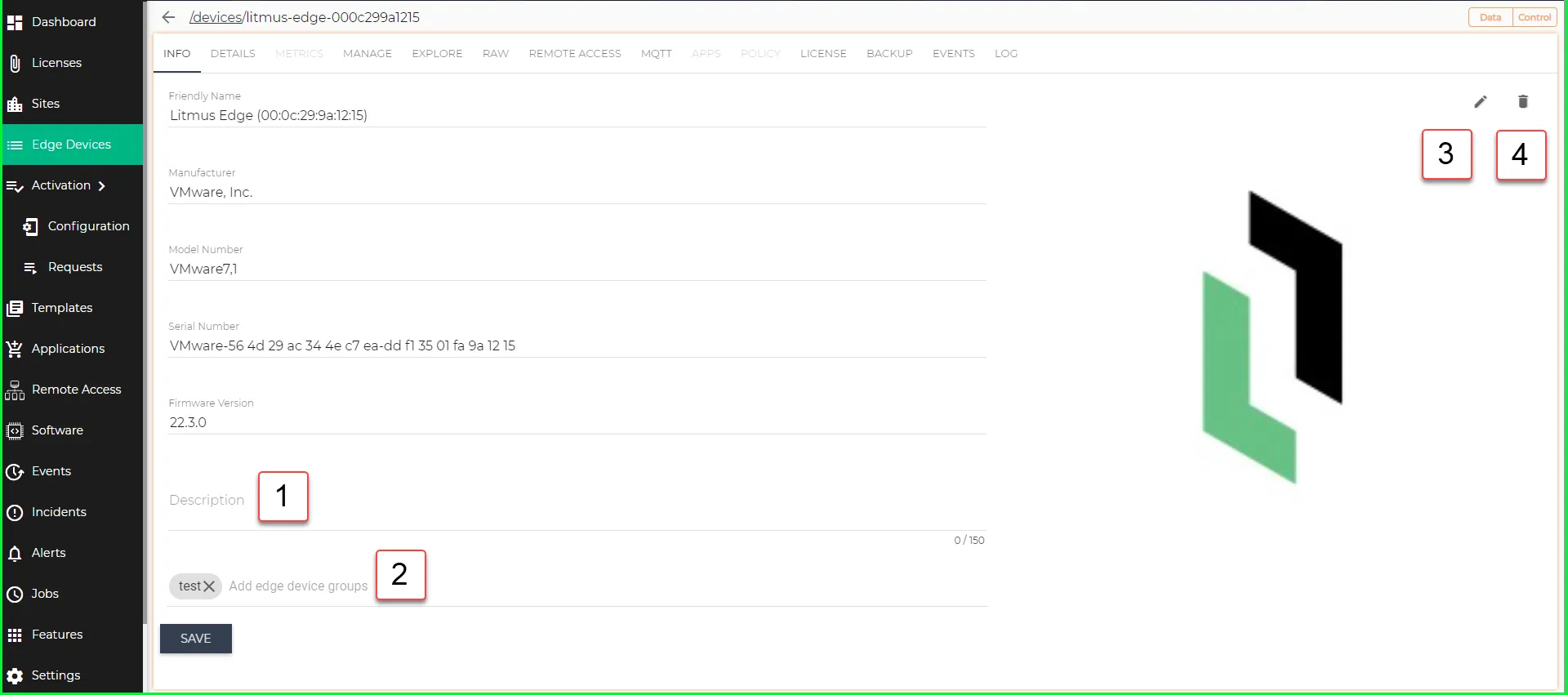 Info tab 