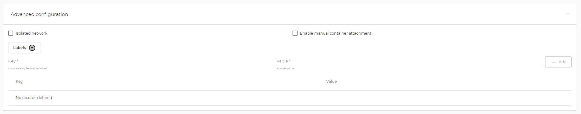 Advanced configuration section Advanced configuration section