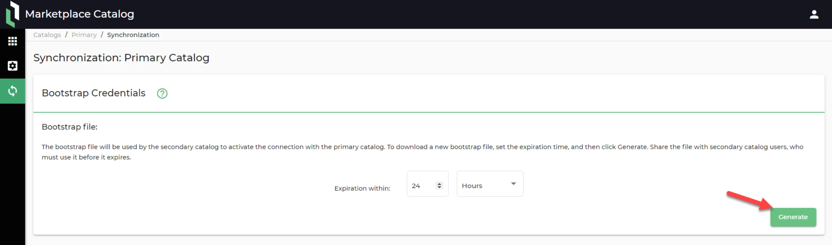 Primary Marketplace Catalog: Synchronization: Generate Bootstrap File