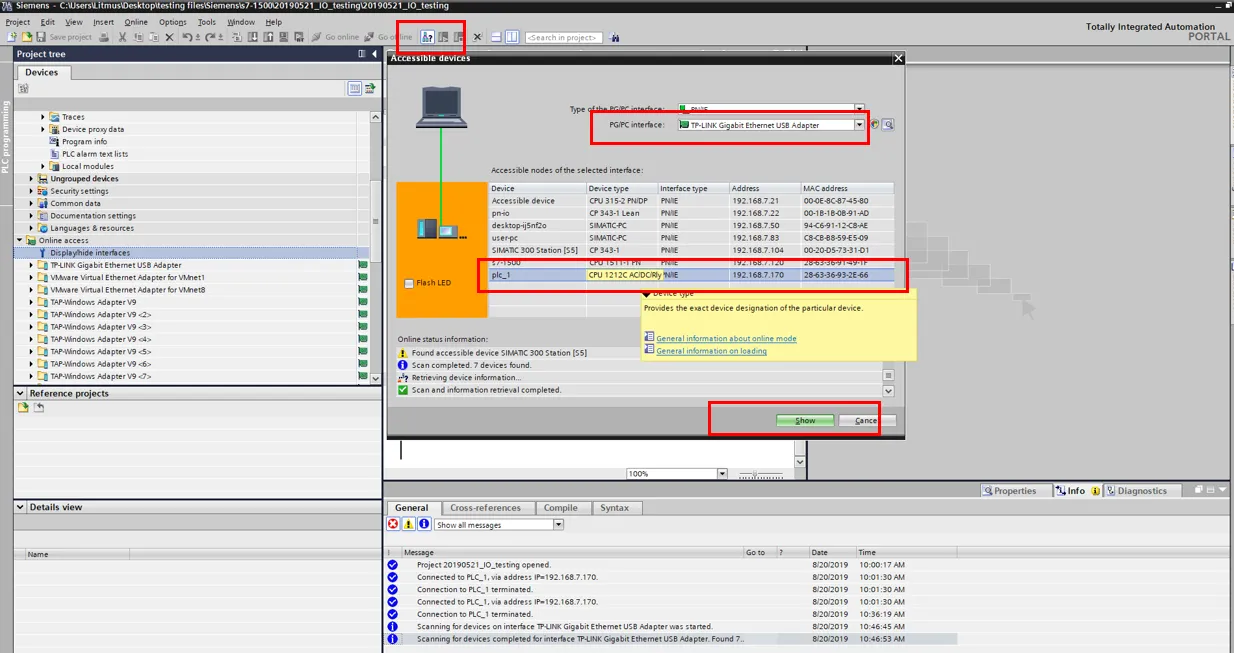 Accessible devices dialog box