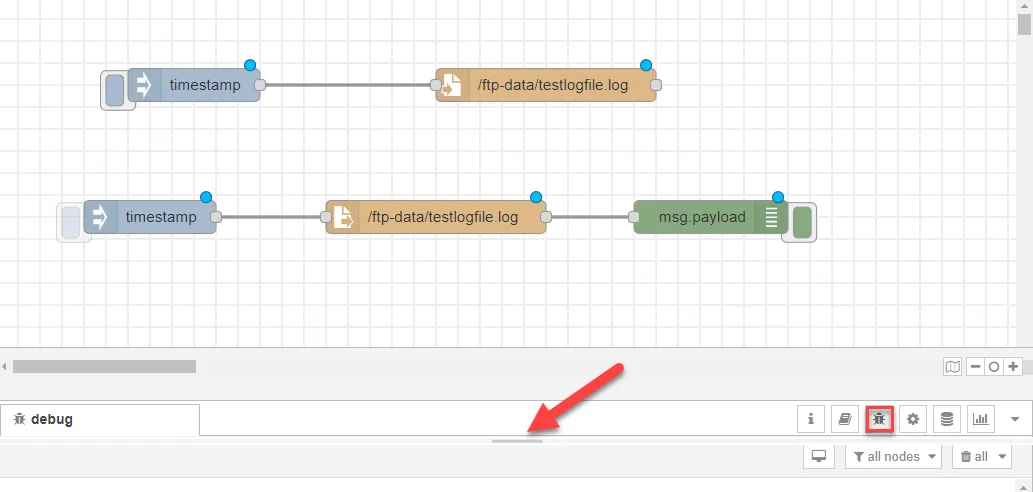 Debug icon on flows canvas