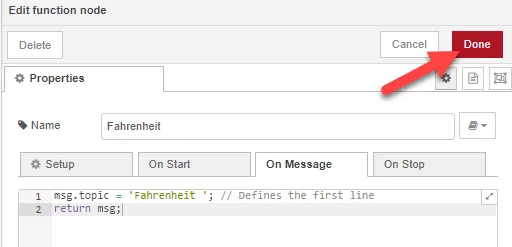 Edit function node dialog box