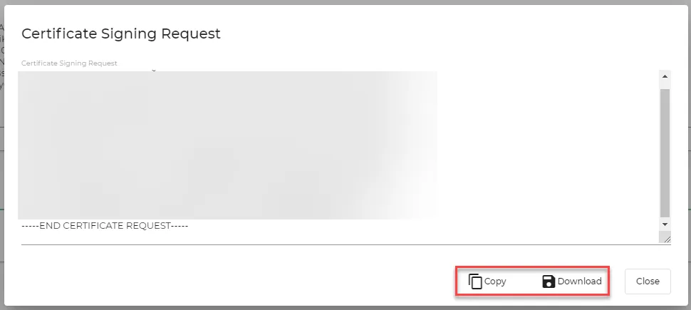 Certificate Signing Request dialog box