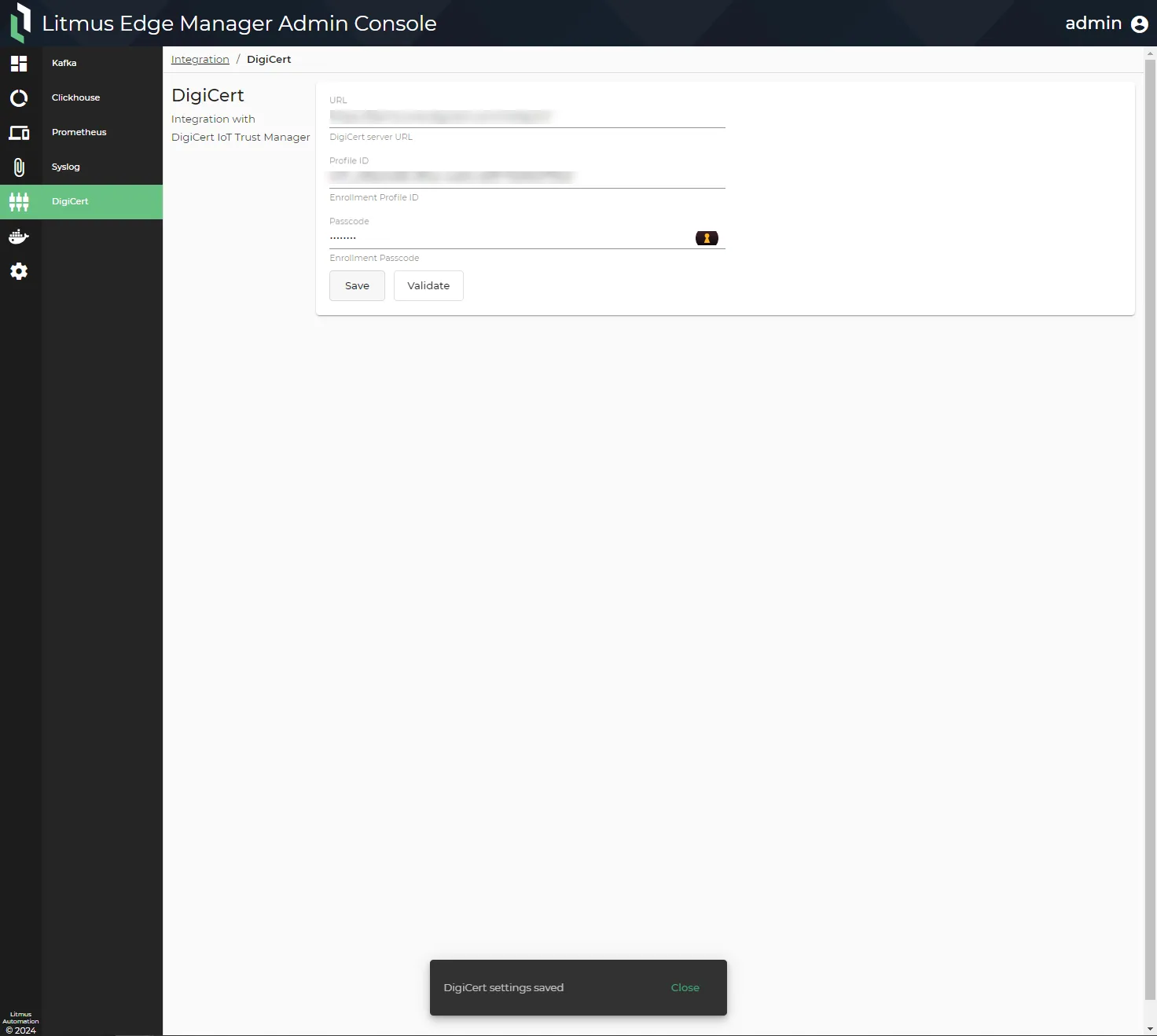 DigiCert Integration Page