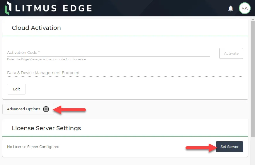 License Server Settings option License Server Settings option
