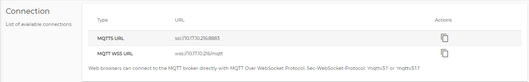 Litmus Edge Manager User UI : Settings : Credentials tab : Connection