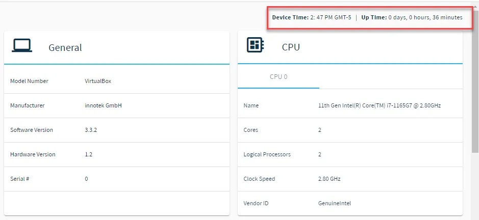 Device Time and Up Time Device Time and Up Time