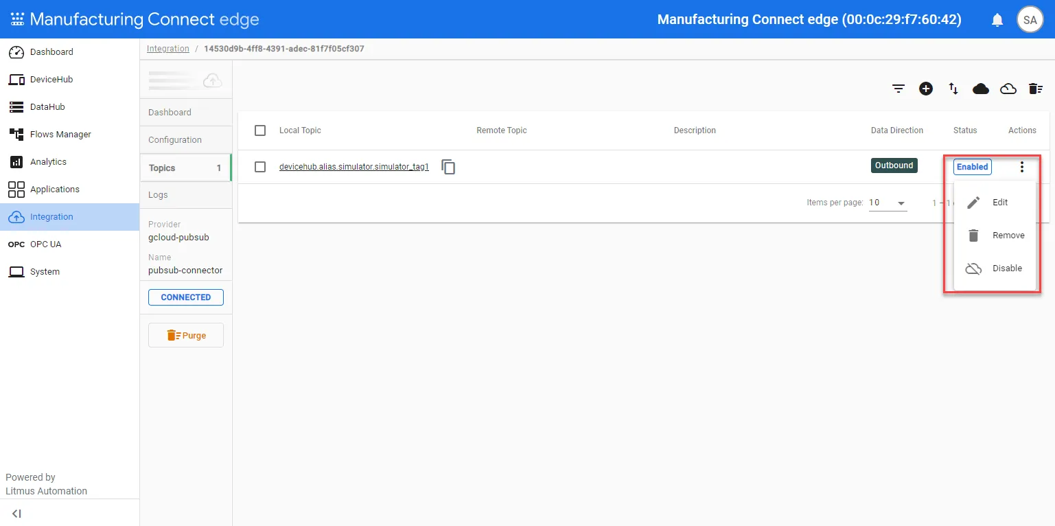 Connector topic management options Connector topic management options